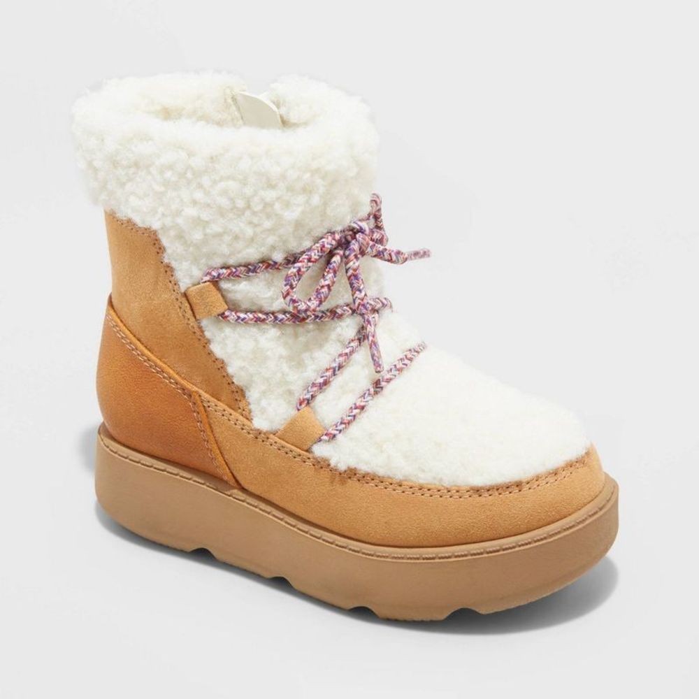 NWT Toddler Girls' Tenley Zipper Winter Shearling Style Boots - Cat & Jack